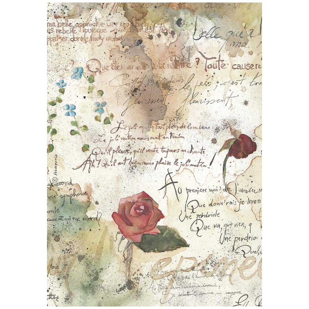 Stamperia – Set di 6 carte di riso A4 - Flowers and Poems - immagine 2
