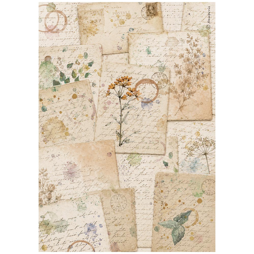 Stamperia – Set di 6 carte di riso A4 - Flowers and Poems - immagine 6