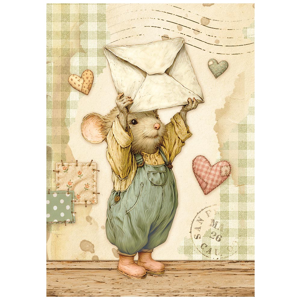 Stamperia – Set di 8 carte di riso A6 Cozy Family - immagine 2