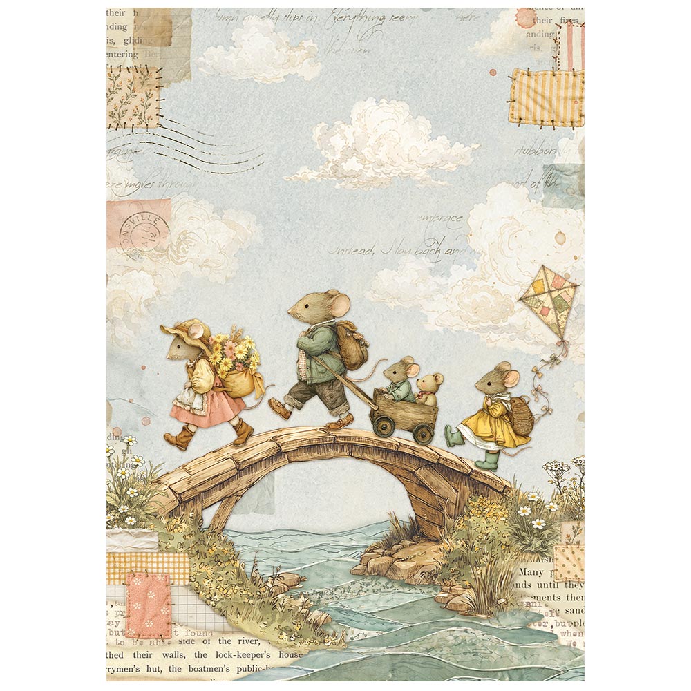 Stamperia – Set di 8 carte di riso A6 Cozy Family - immagine 8