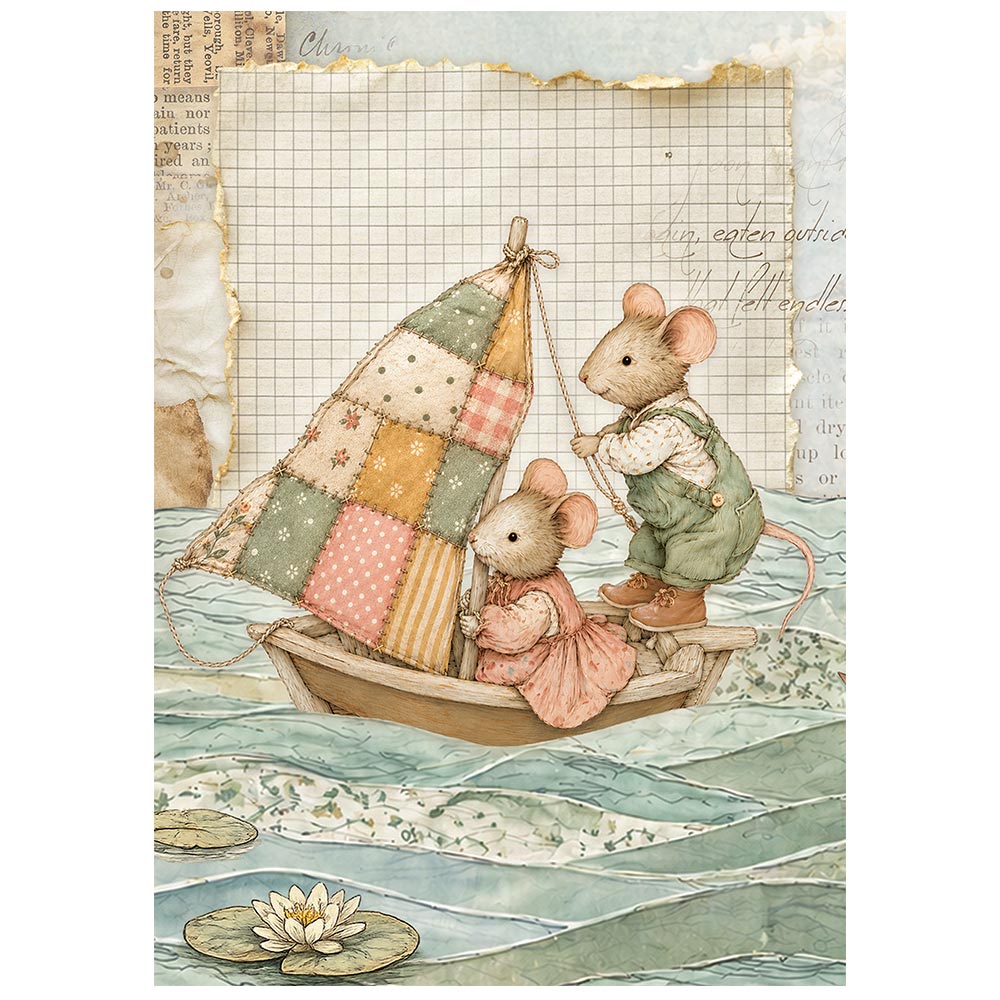 Stamperia – Set di 8 carte di riso A6 Cozy Family - immagine 9