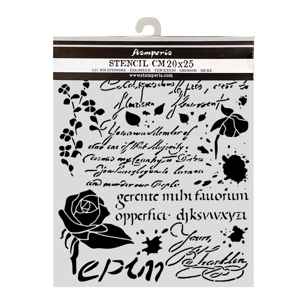 Stamperia – Stencil spesso cm 20X25 Flowers and Poems ispirazioni latine - immagine 2