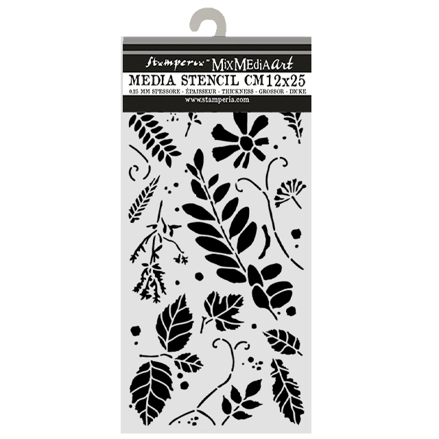 Stamperia – Stencil spesso cm 12X25 Flowers and Poems foglie assortite - immagine 2