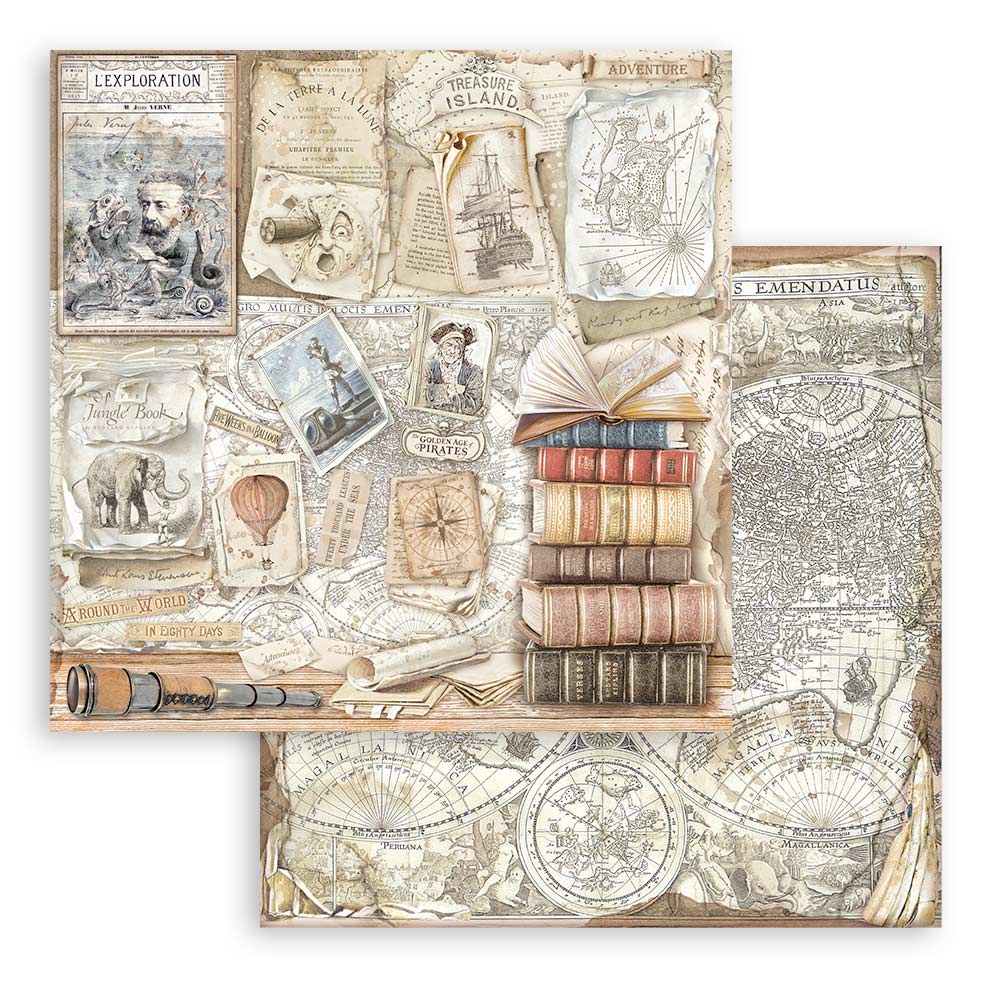 Stamperia – Blocco scrapbooking 30,5 × 30,5 cm – 10 fogli fronte-retro - Vintage Library - immagine 12