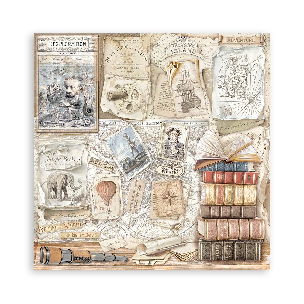 Stamperia – Blocco scrapbooking 30,5 × 30,5 cm – 10 fogli fronte-retro - Vintage Library - immagine 13