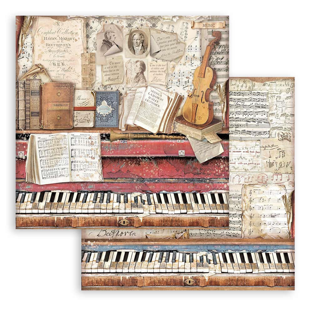 Stamperia – Blocco scrapbooking 30,5 × 30,5 cm – 10 fogli fronte-retro - Vintage Library - immagine 15