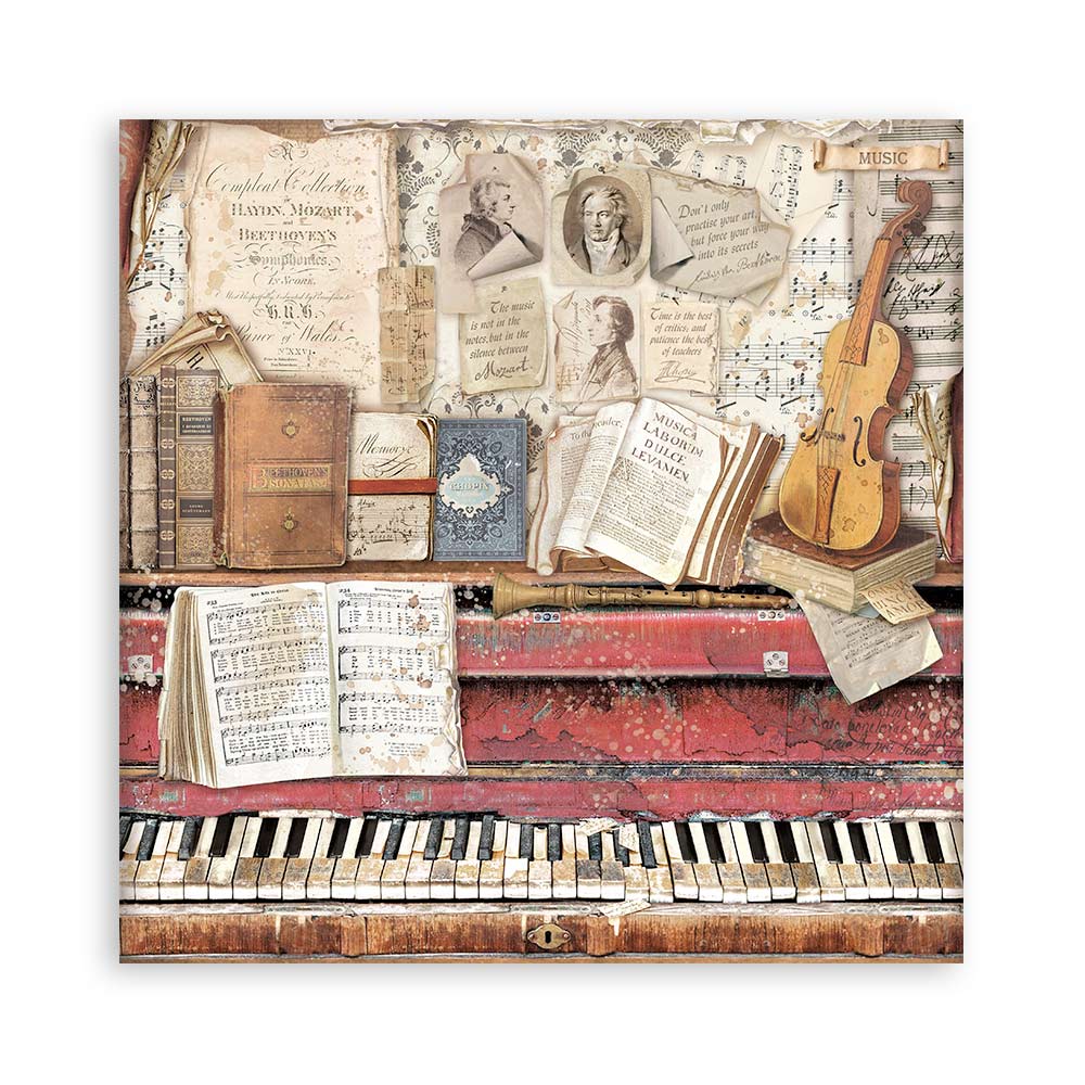 Stamperia – Blocco scrapbooking 30,5 × 30,5 cm – 10 fogli fronte-retro - Vintage Library - immagine 16