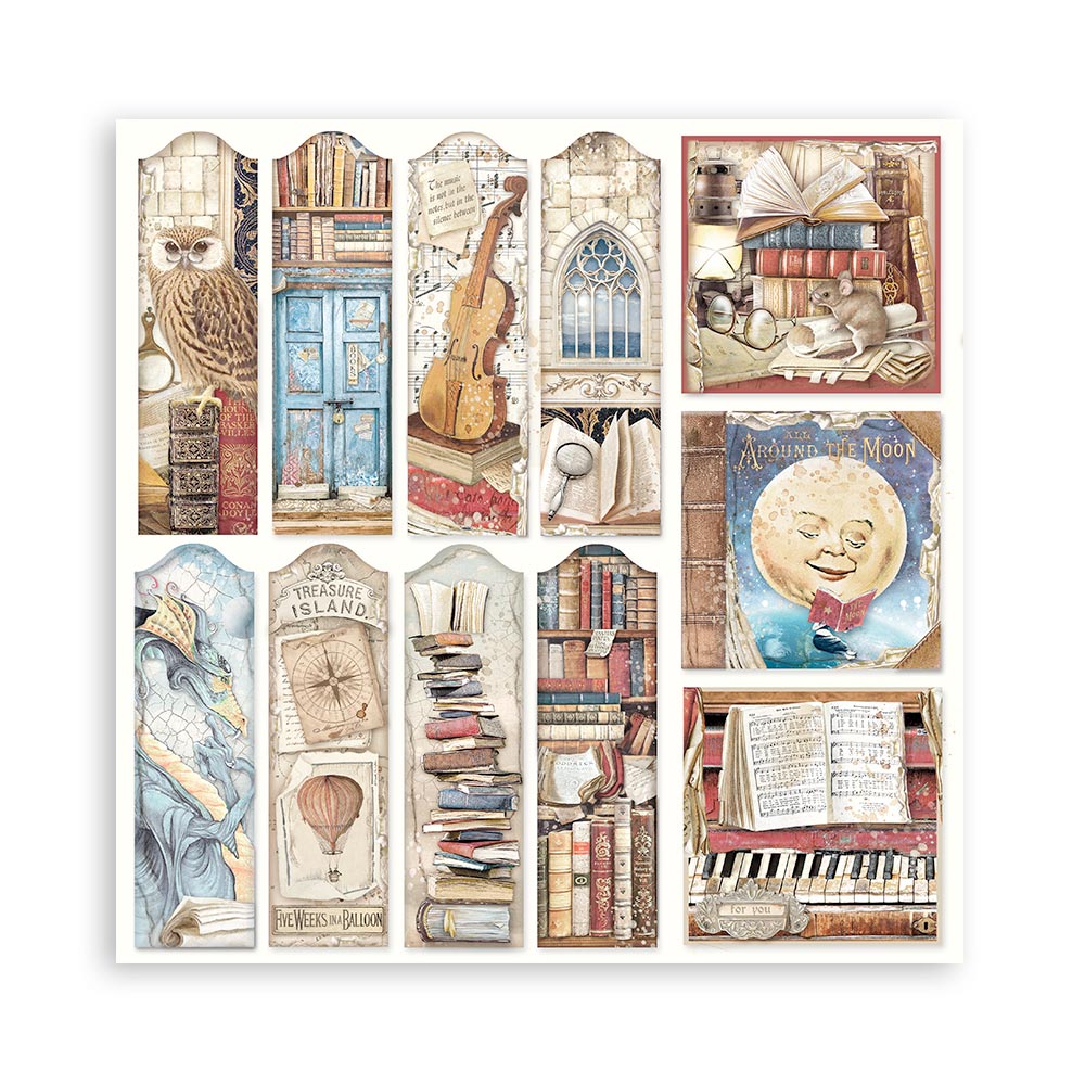 Stamperia – Blocco scrapbooking 30,5 × 30,5 cm – 10 fogli fronte-retro - Vintage Library - immagine 31
