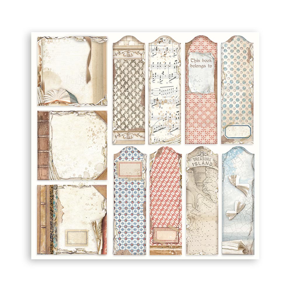 Stamperia – Blocco scrapbooking 30,5 × 30,5 cm – 10 fogli fronte-retro - Vintage Library - immagine 32