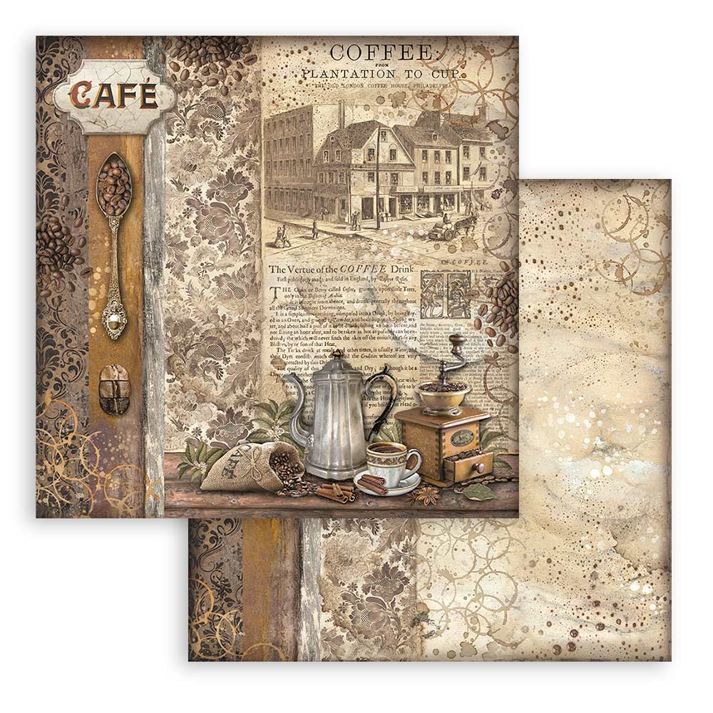 Stamperia – Blocco scrapbooking 30,5 × 30,5 cm – 10 fogli fronte-retro - Coffee and Chocolate - immagine 6
