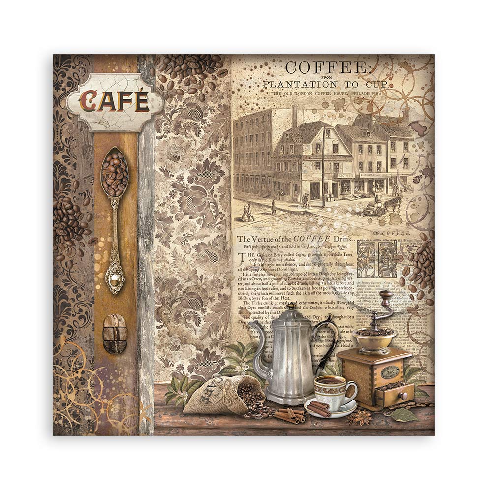 Stamperia – Blocco scrapbooking 30,5 × 30,5 cm – 10 fogli fronte-retro - Coffee and Chocolate - immagine 7