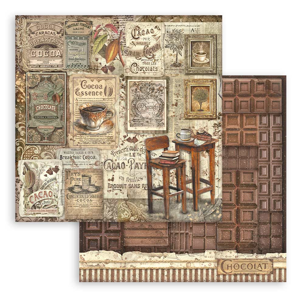Stamperia – Blocco scrapbooking 30,5 × 30,5 cm – 10 fogli fronte-retro - Coffee and Chocolate - immagine 9