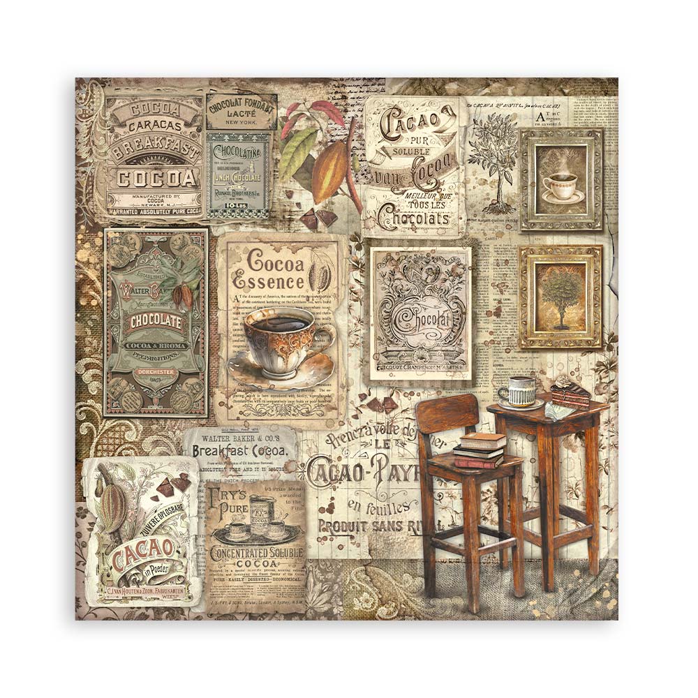 Stamperia – Blocco scrapbooking 30,5 × 30,5 cm – 10 fogli fronte-retro - Coffee and Chocolate - immagine 10