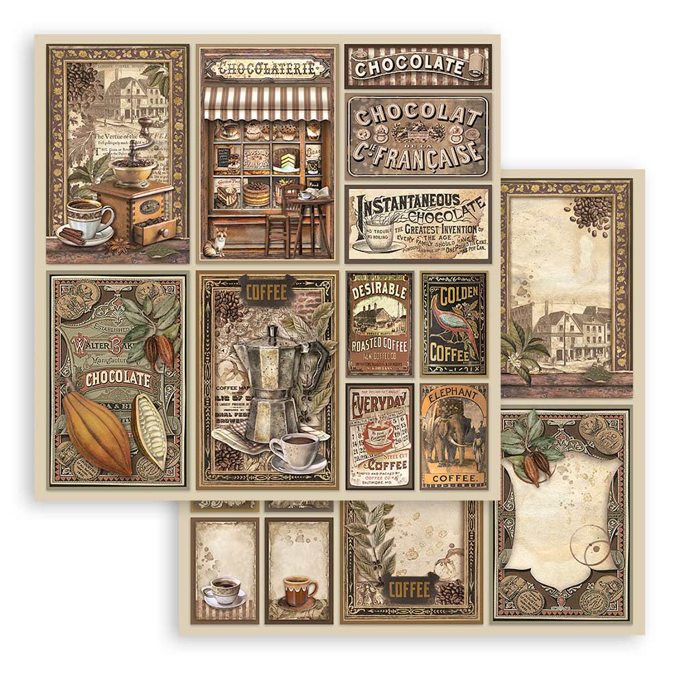 Stamperia – Blocco scrapbooking 30,5 × 30,5 cm – 10 fogli fronte-retro - Coffee and Chocolate - immagine 12