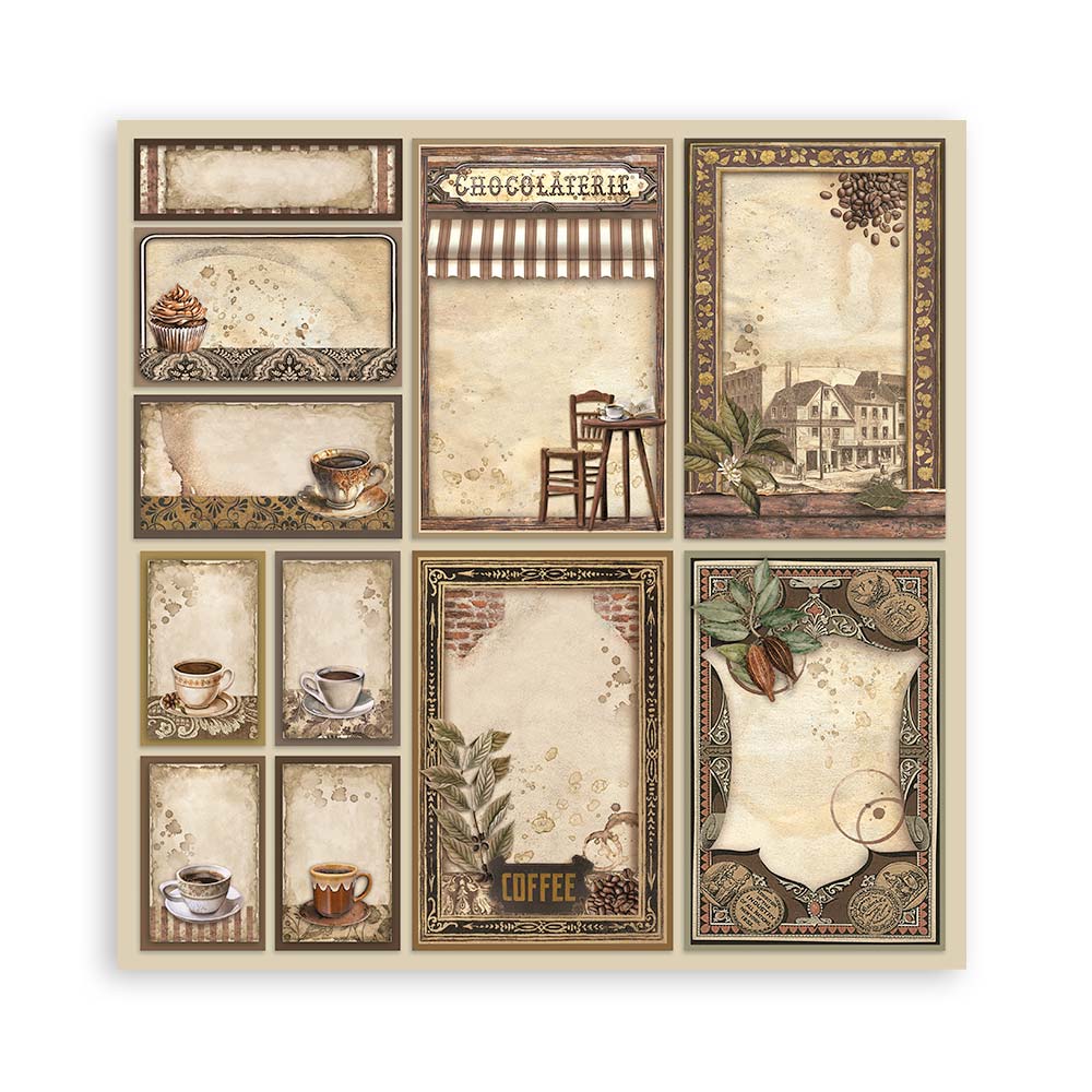 Stamperia – Blocco scrapbooking 30,5 × 30,5 cm – 10 fogli fronte-retro - Coffee and Chocolate - immagine 14