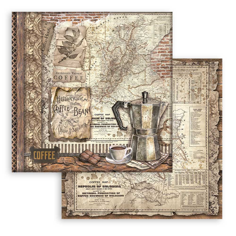 Stamperia – Blocco scrapbooking 30,5 × 30,5 cm – 10 fogli fronte-retro - Coffee and Chocolate - immagine 15
