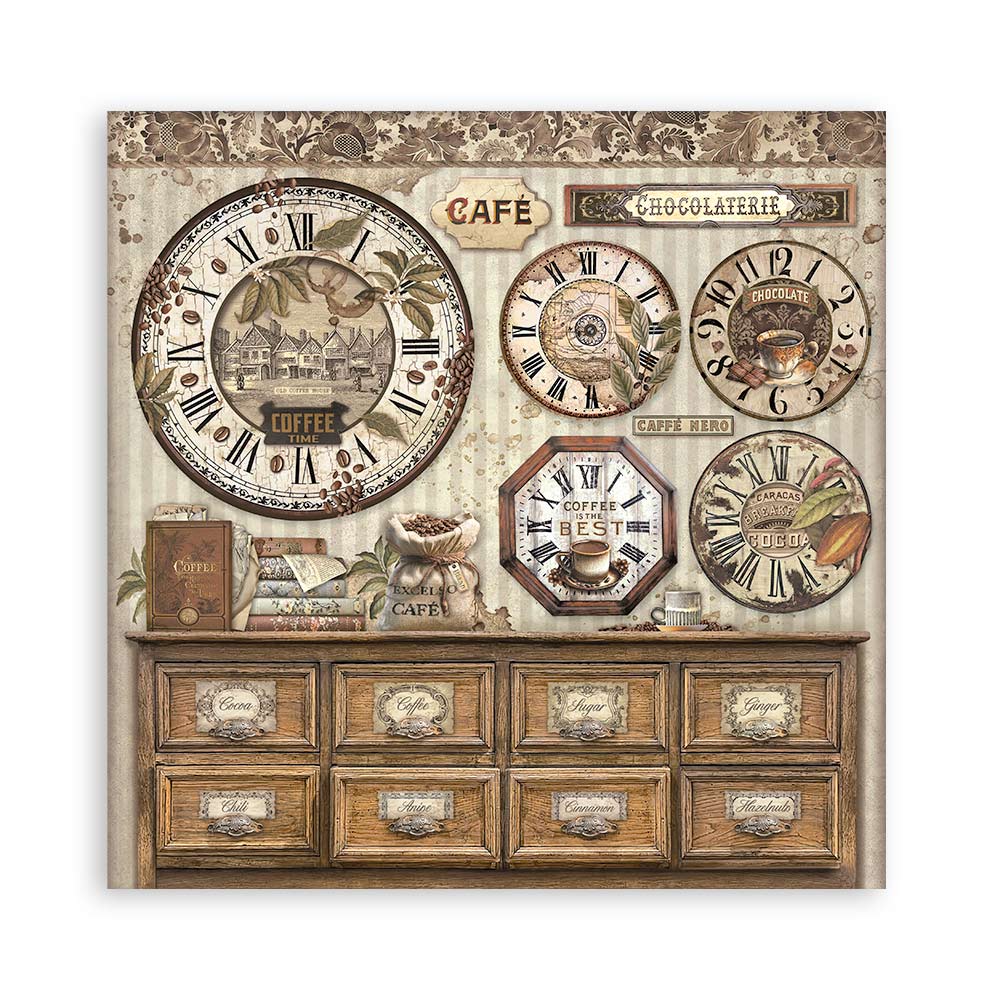 Stamperia – Blocco scrapbooking 30,5 × 30,5 cm – 10 fogli fronte-retro - Coffee and Chocolate - immagine 19