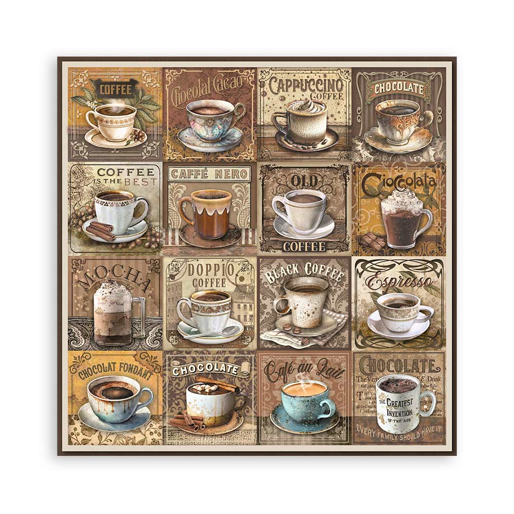Stamperia – Blocco scrapbooking 30,5 × 30,5 cm – 10 fogli fronte-retro - Coffee and Chocolate - immagine 22