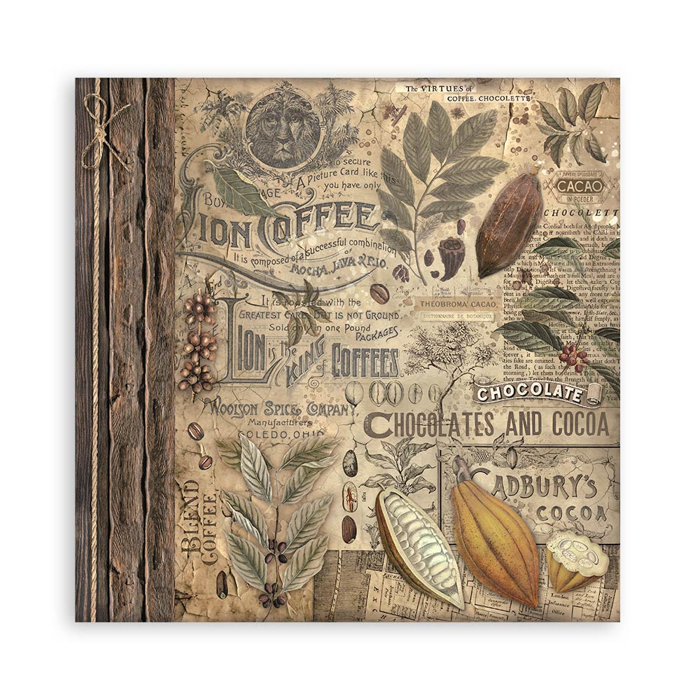Stamperia – Blocco scrapbooking 30,5 × 30,5 cm – 10 fogli fronte-retro - Coffee and Chocolate - immagine 31