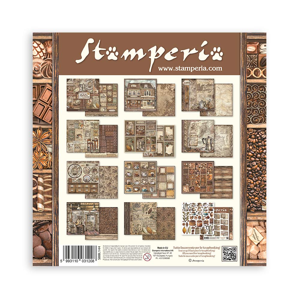 Stamperia – Blocco scrapbooking 30,5 × 30,5 cm – 10 fogli fronte-retro - Coffee and Chocolate - immagine 34