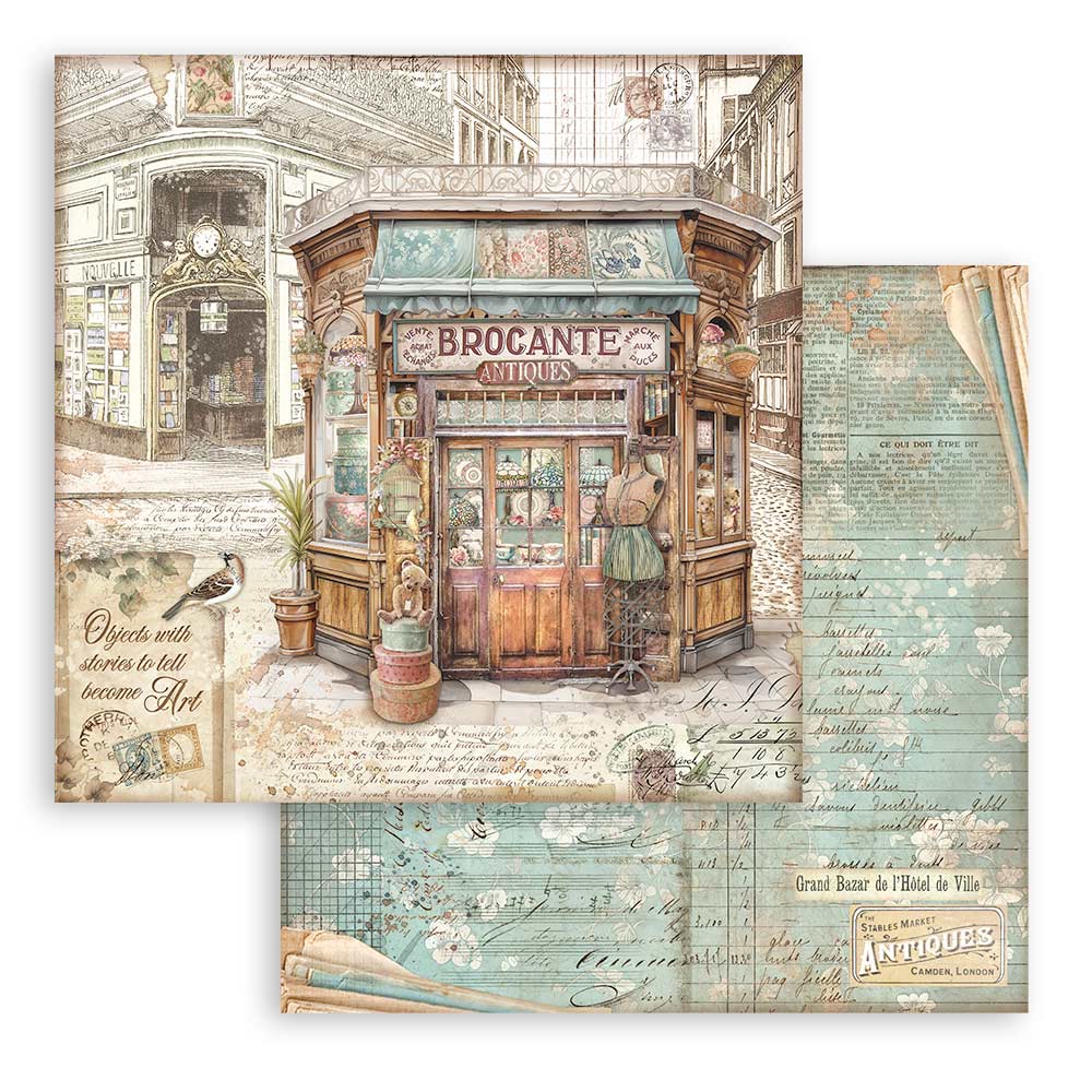 Stamperia – Blocco scrapbooking 30,5 × 30,5 cm – 10 fogli fronte-retro - Brocante Antiques - immagine 3