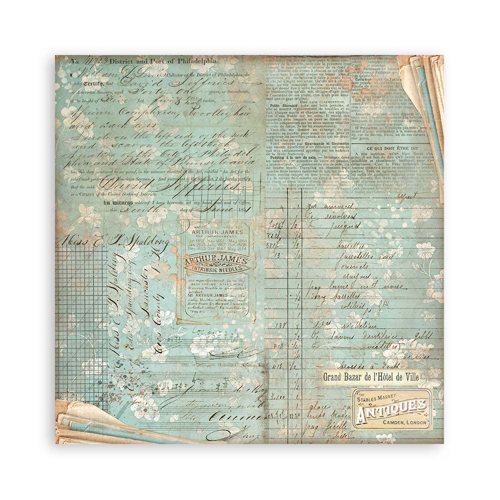 Stamperia – Blocco scrapbooking 30,5 × 30,5 cm – 10 fogli fronte-retro - Brocante Antiques - immagine 5