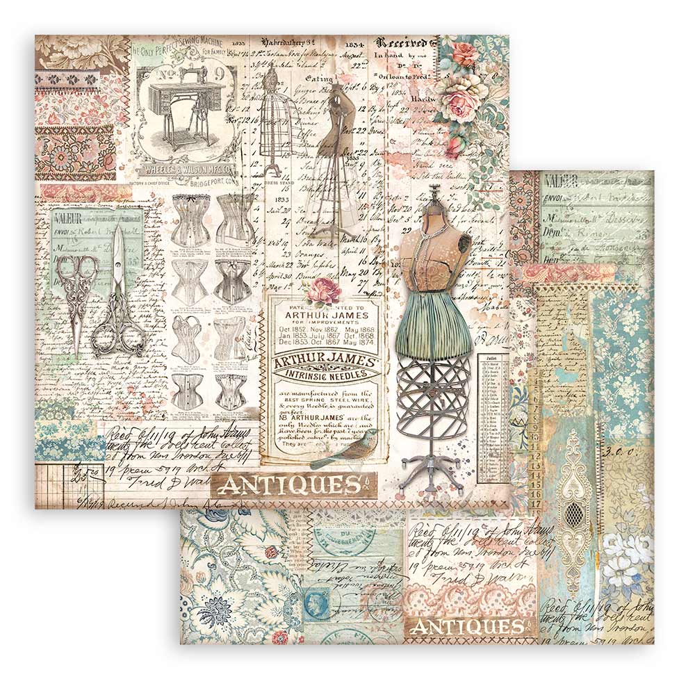 Stamperia – Blocco scrapbooking 30,5 × 30,5 cm – 10 fogli fronte-retro - Brocante Antiques - immagine 6