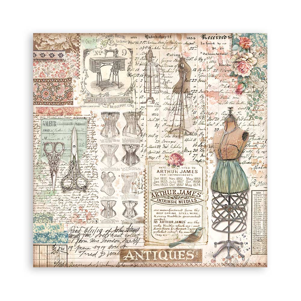 Stamperia – Blocco scrapbooking 30,5 × 30,5 cm – 10 fogli fronte-retro - Brocante Antiques - immagine 7