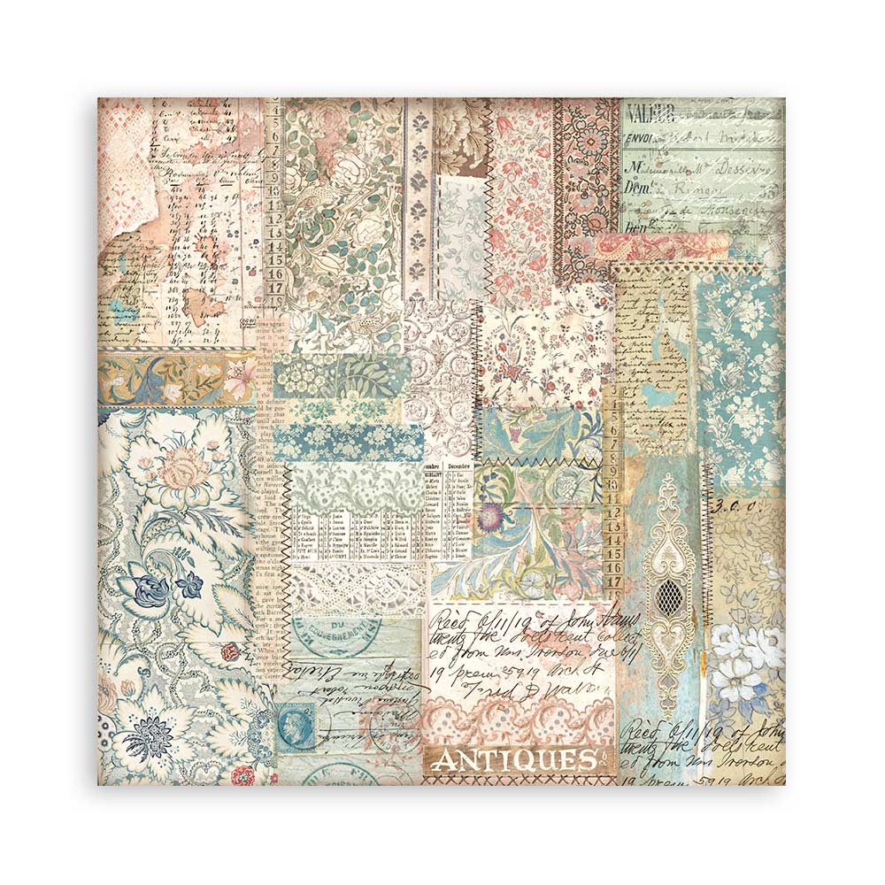 Stamperia – Blocco scrapbooking 30,5 × 30,5 cm – 10 fogli fronte-retro - Brocante Antiques - immagine 8