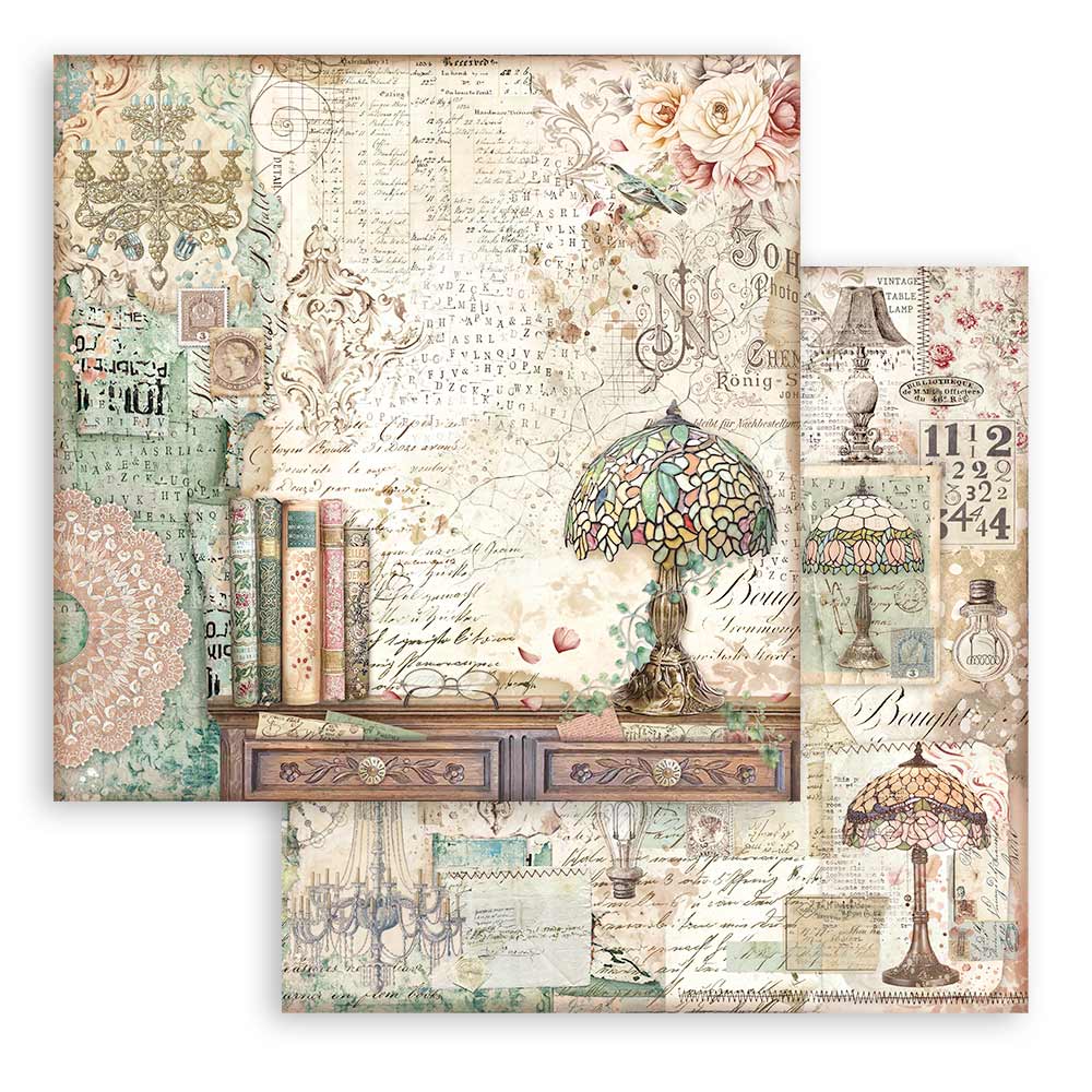Stamperia – Blocco scrapbooking 30,5 × 30,5 cm – 10 fogli fronte-retro - Brocante Antiques - immagine 9