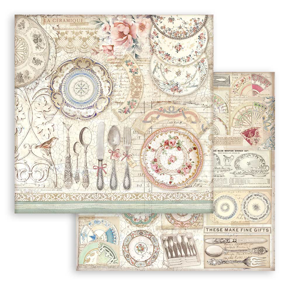 Stamperia – Blocco scrapbooking 30,5 × 30,5 cm – 10 fogli fronte-retro - Brocante Antiques - immagine 15