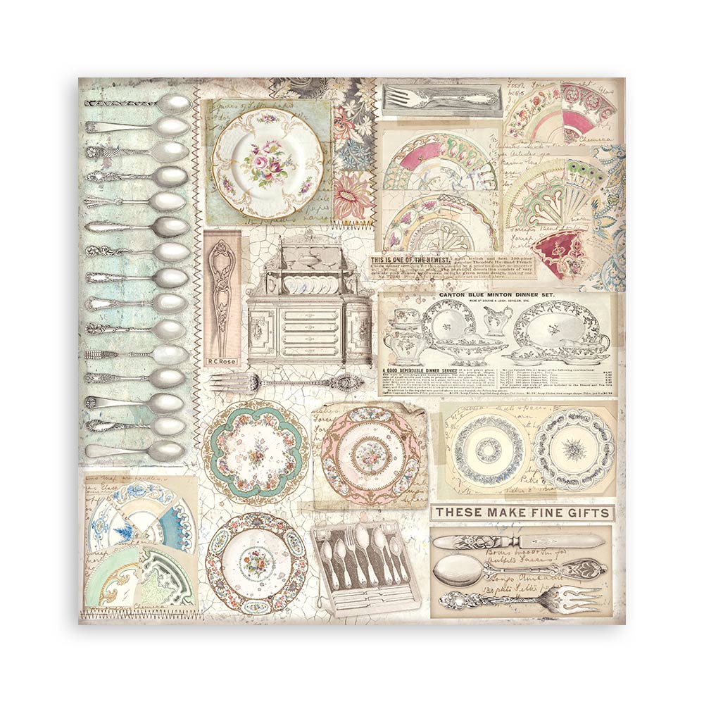Stamperia – Blocco scrapbooking 30,5 × 30,5 cm – 10 fogli fronte-retro - Brocante Antiques - immagine 17