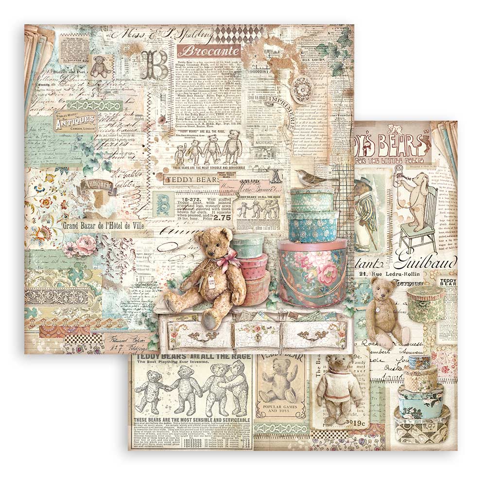 Stamperia – Blocco scrapbooking 30,5 × 30,5 cm – 10 fogli fronte-retro - Brocante Antiques - immagine 18