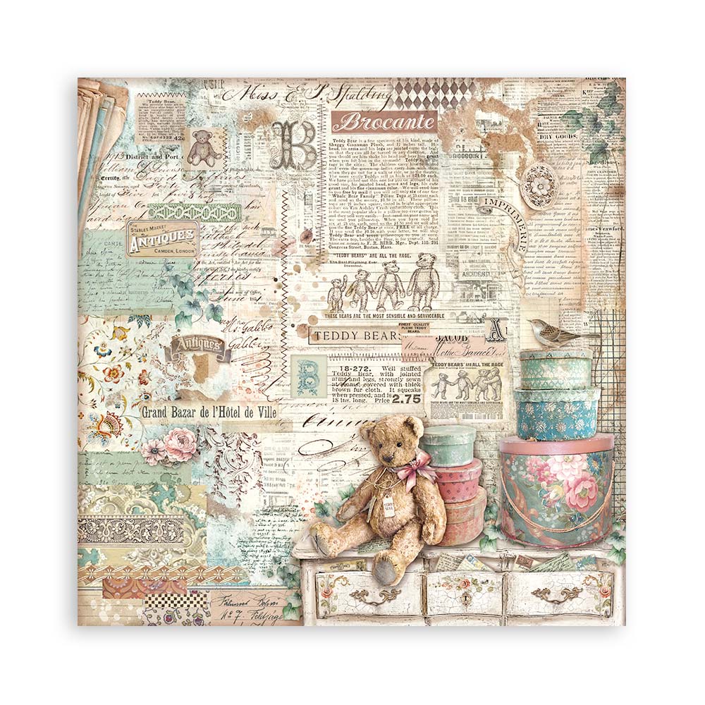 Stamperia – Blocco scrapbooking 30,5 × 30,5 cm – 10 fogli fronte-retro - Brocante Antiques - immagine 19