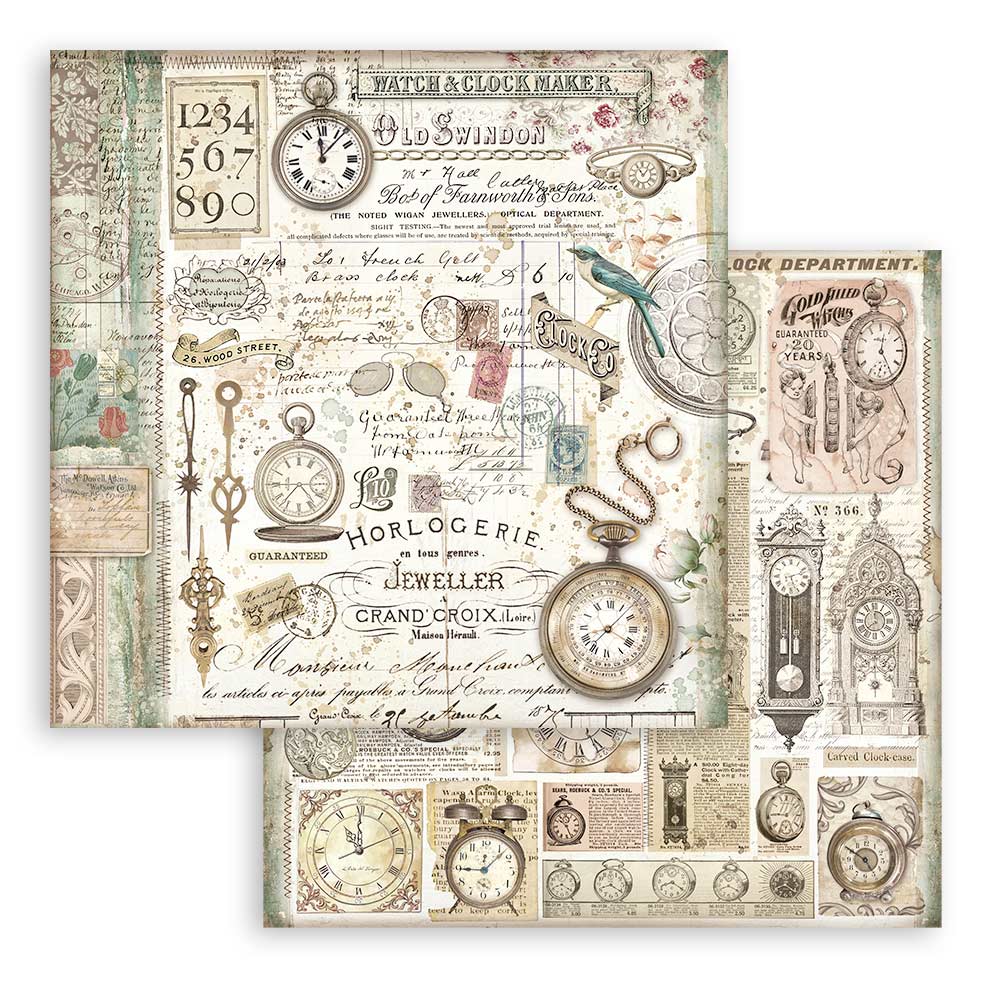 Stamperia – Blocco scrapbooking 30,5 × 30,5 cm – 10 fogli fronte-retro - Brocante Antiques - immagine 24