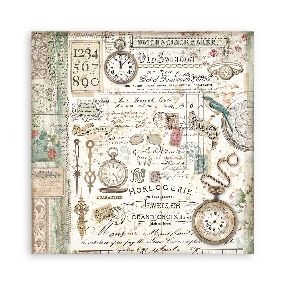 Stamperia – Blocco scrapbooking 30,5 × 30,5 cm – 10 fogli fronte-retro - Brocante Antiques - immagine 25