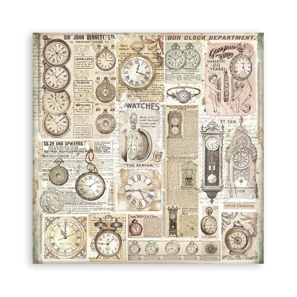 Stamperia – Blocco scrapbooking 30,5 × 30,5 cm – 10 fogli fronte-retro - Brocante Antiques - immagine 26