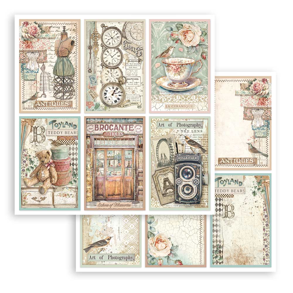 Stamperia – Blocco scrapbooking 30,5 × 30,5 cm – 10 fogli fronte-retro - Brocante Antiques - immagine 27