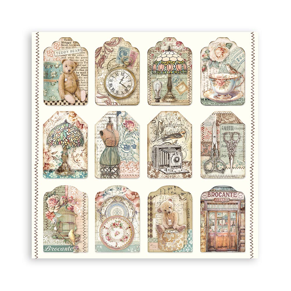 Stamperia – Blocco scrapbooking 30,5 × 30,5 cm – 10 fogli fronte-retro - Brocante Antiques - immagine 31