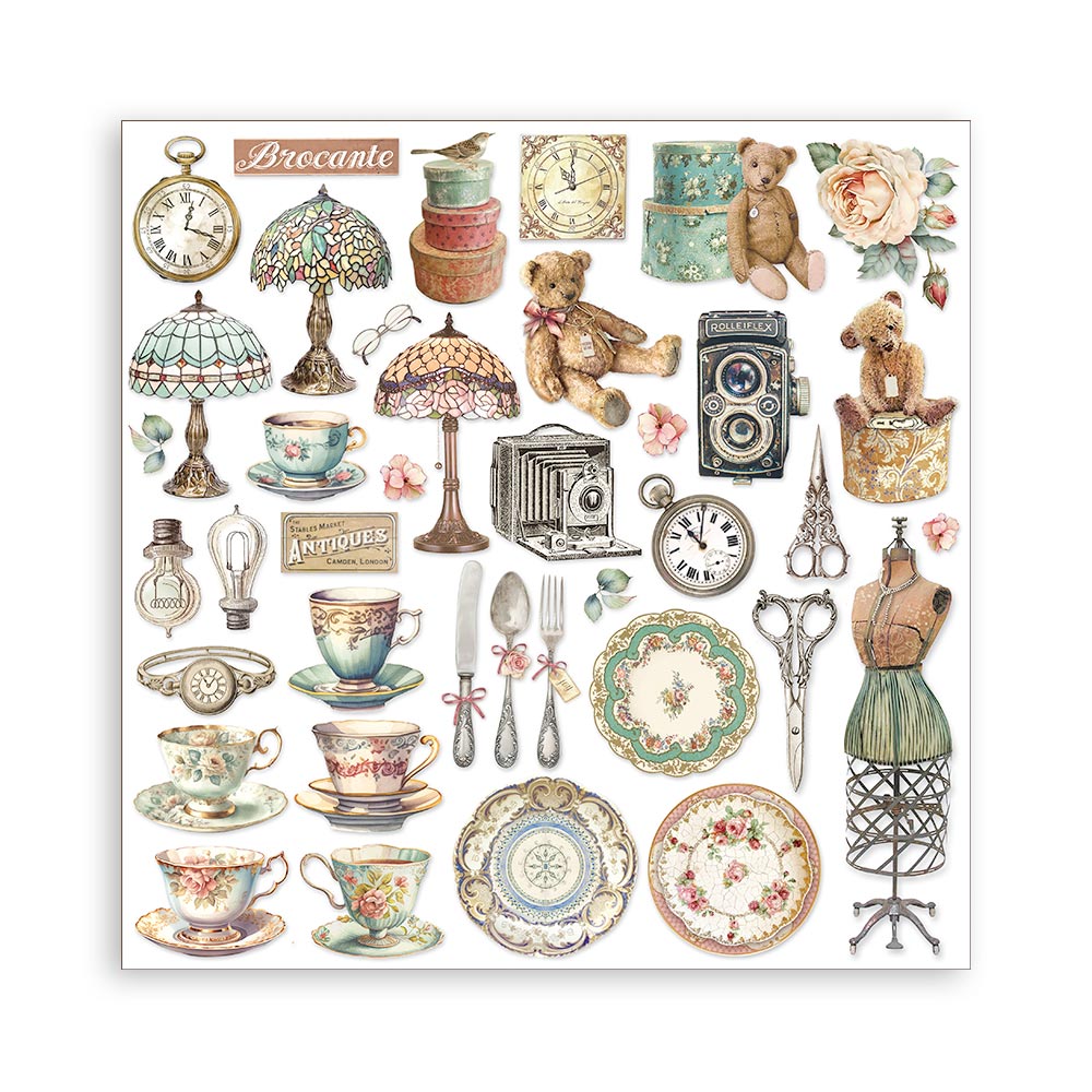 Stamperia – Blocco scrapbooking 30,5 × 30,5 cm – 10 fogli fronte-retro - Brocante Antiques - immagine 33