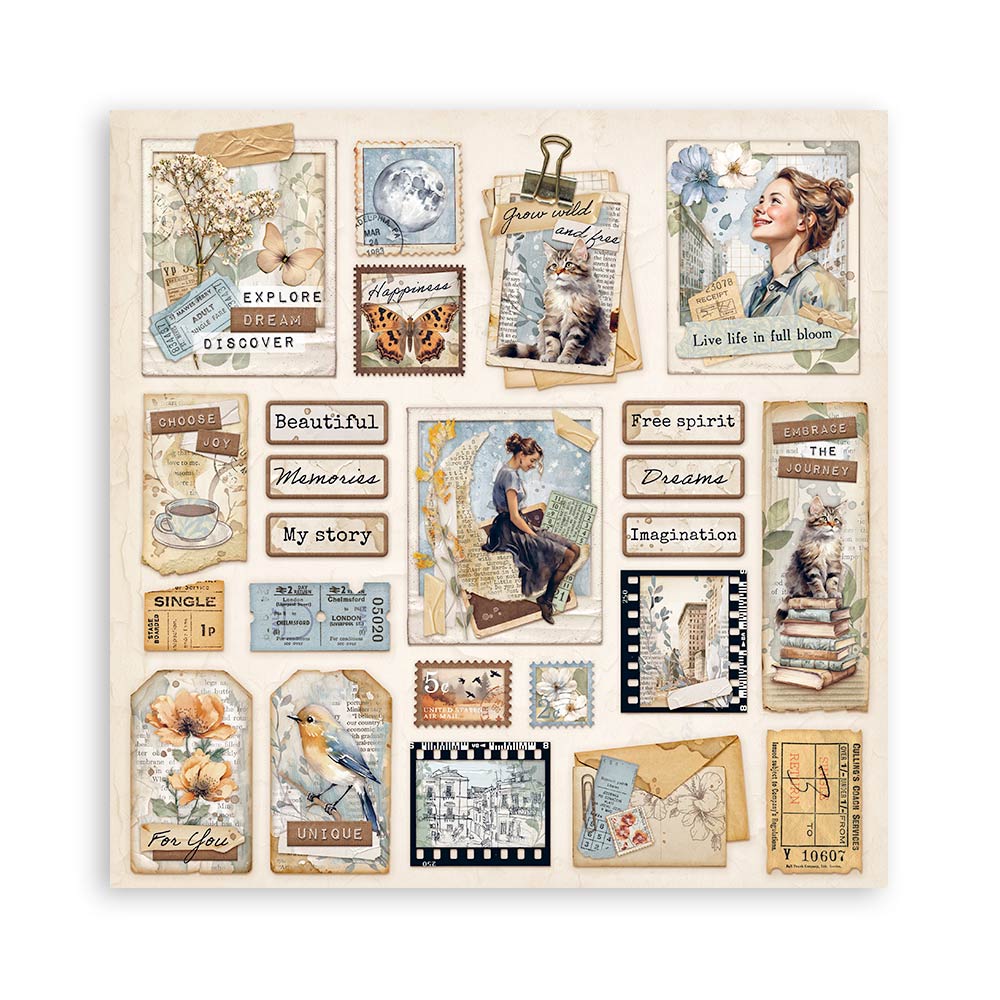Stamperia – Blocco scrapbooking 30,5 × 30,5 cm – 10 fogli fronte-retro - Create Happiness Secret Diary - immagine 28