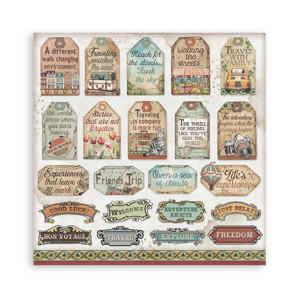 Stamperia – Blocco scrapbooking 30,5 × 30,5 cm – 10 fogli fronte-retro - Art of Travelling - immagine 2