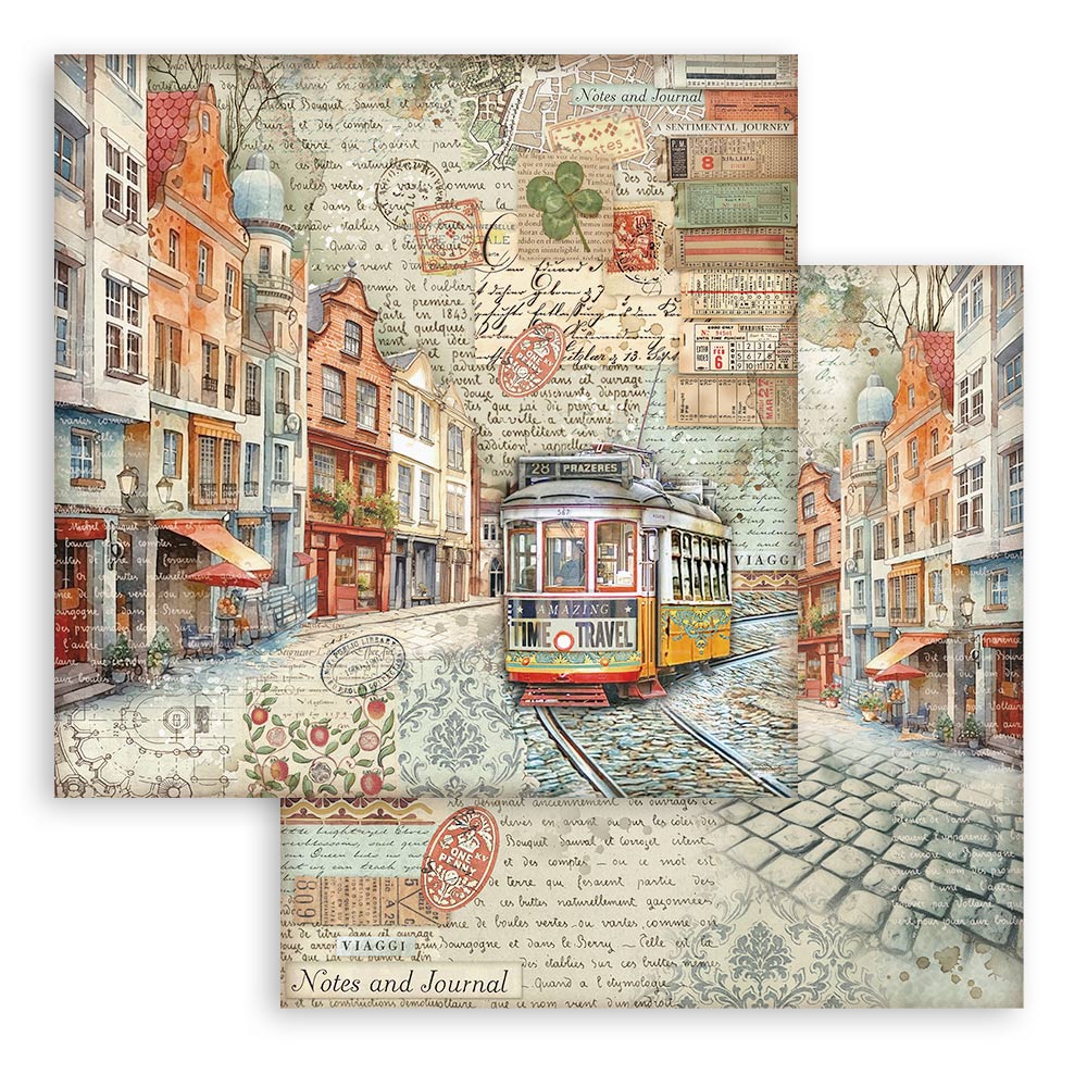 Stamperia – Blocco scrapbooking 30,5 × 30,5 cm – 10 fogli fronte-retro - Art of Travelling - immagine 3