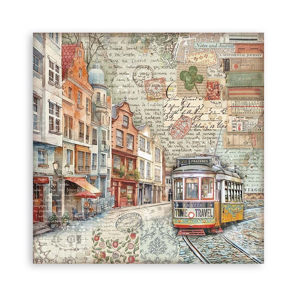 Stamperia – Blocco scrapbooking 30,5 × 30,5 cm – 10 fogli fronte-retro - Art of Travelling - immagine 4