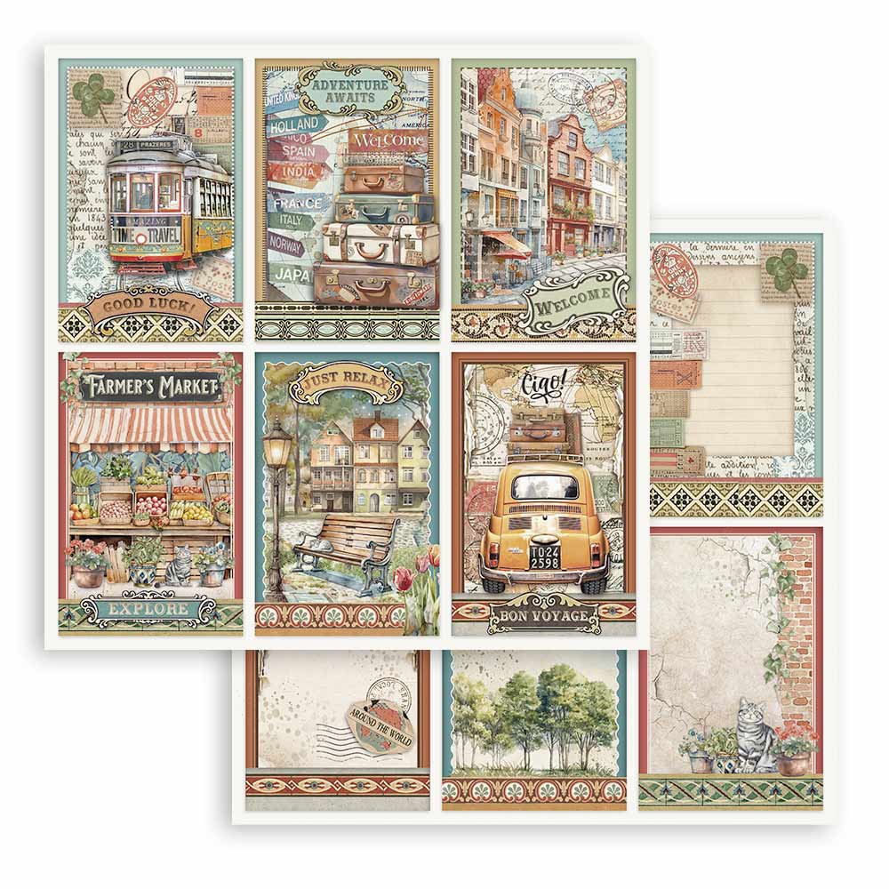 Stamperia – Blocco scrapbooking 30,5 × 30,5 cm – 10 fogli fronte-retro - Art of Travelling - immagine 12