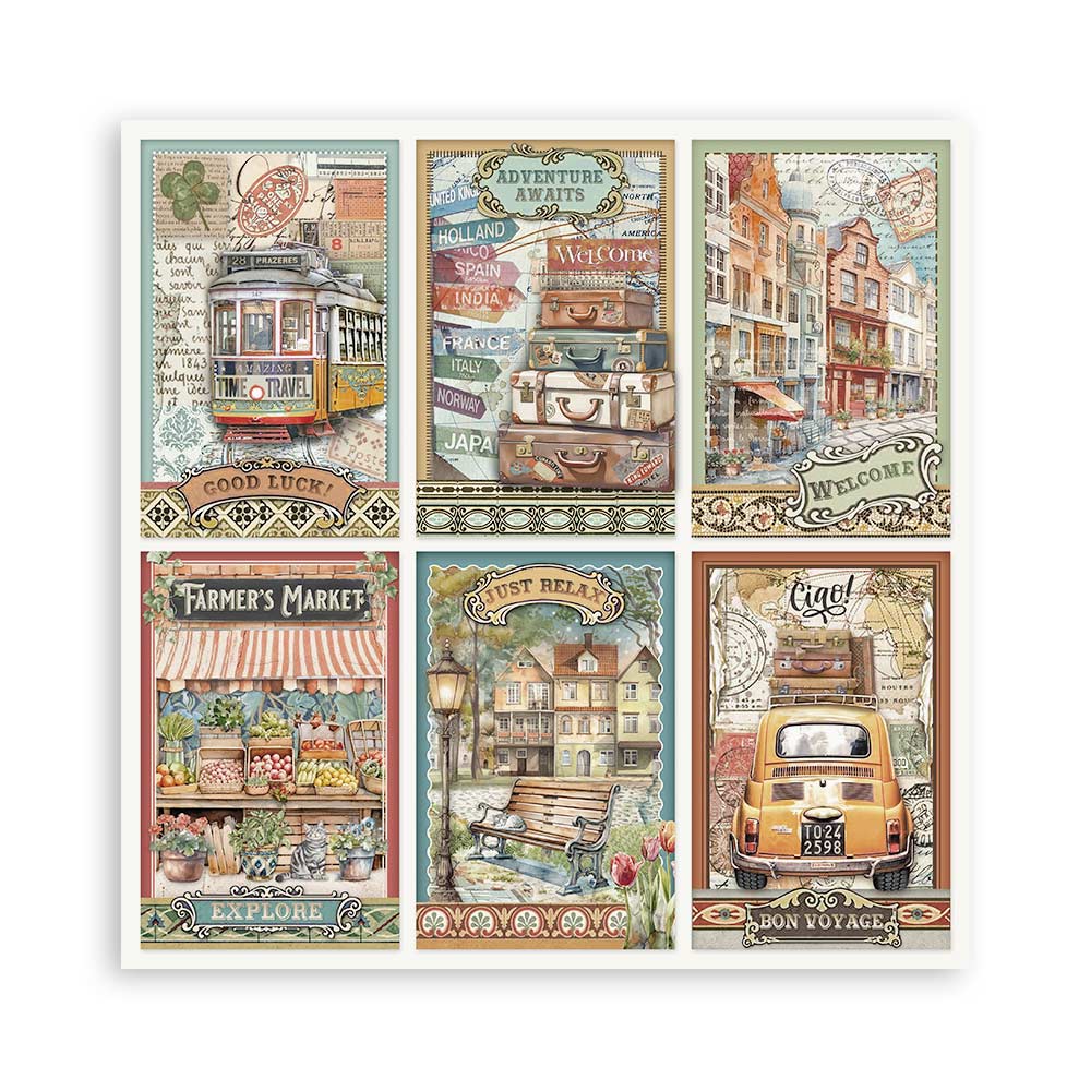 Stamperia – Blocco scrapbooking 30,5 × 30,5 cm – 10 fogli fronte-retro - Art of Travelling - immagine 13