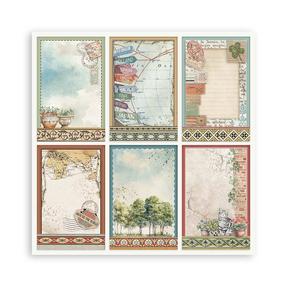 Stamperia – Blocco scrapbooking 30,5 × 30,5 cm – 10 fogli fronte-retro - Art of Travelling - immagine 14
