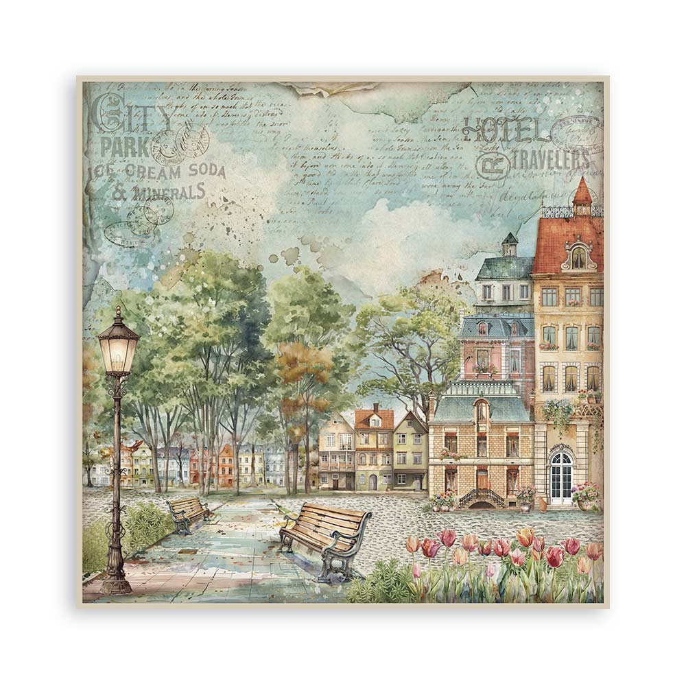 Stamperia – Blocco scrapbooking 30,5 × 30,5 cm – 10 fogli fronte-retro - Art of Travelling - immagine 19