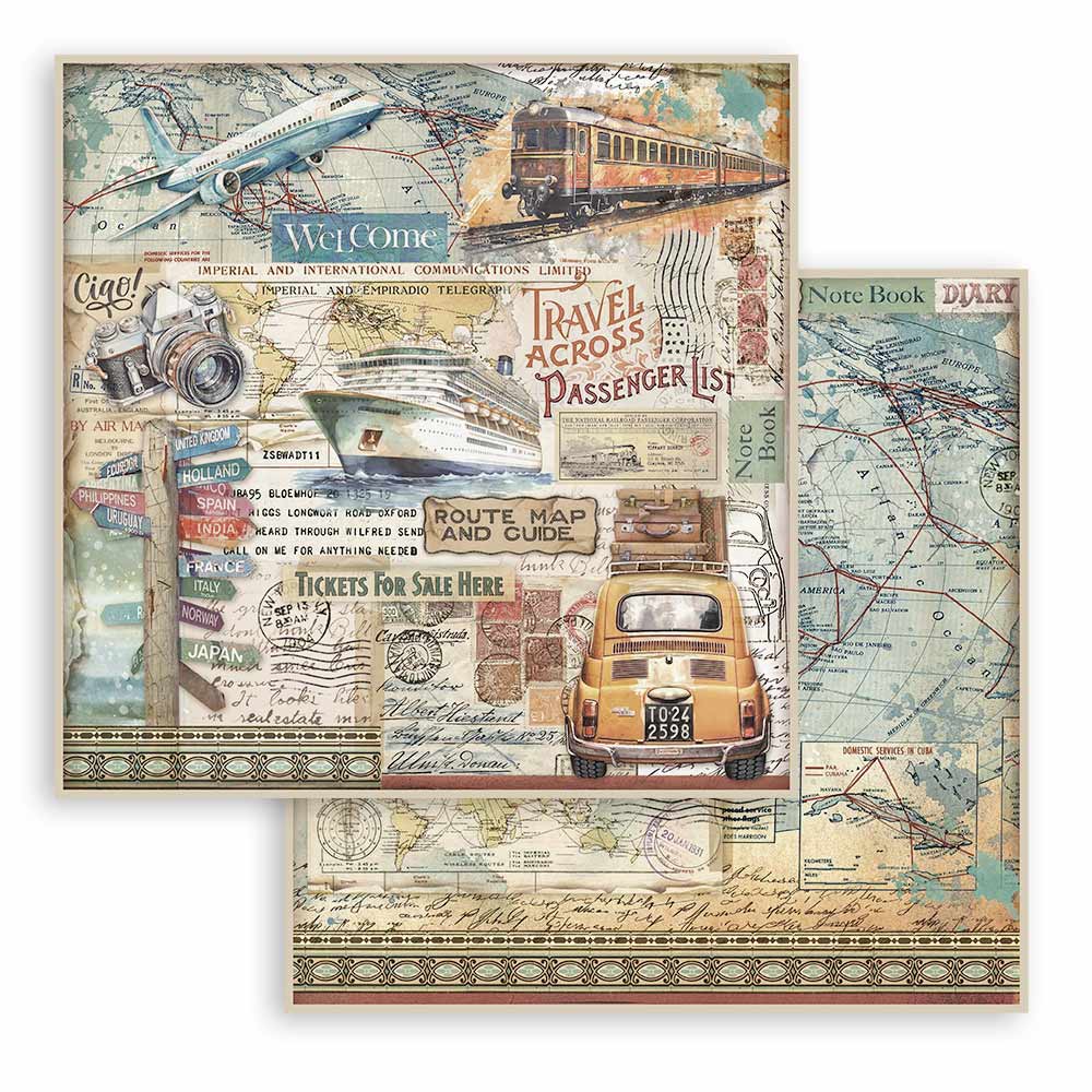 Stamperia – Blocco scrapbooking 30,5 × 30,5 cm – 10 fogli fronte-retro - Art of Travelling - immagine 24