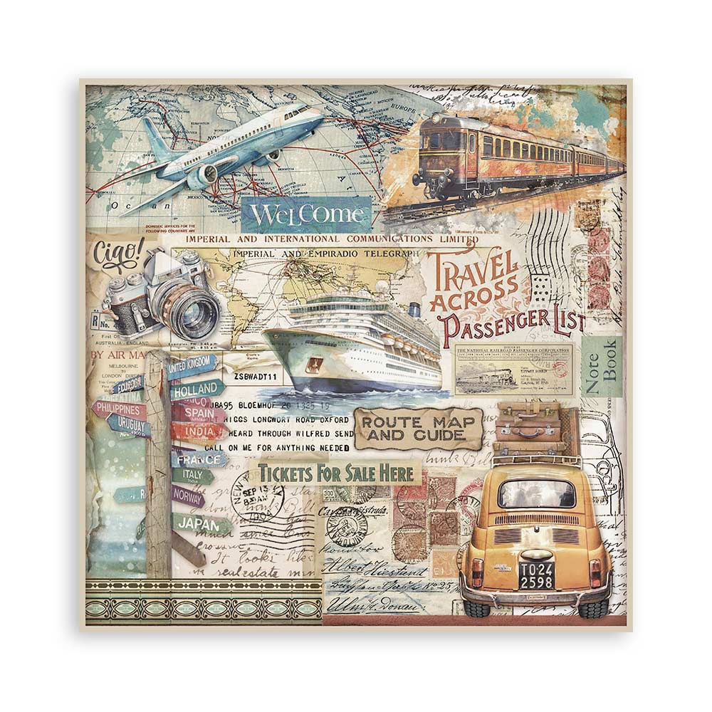 Stamperia – Blocco scrapbooking 30,5 × 30,5 cm – 10 fogli fronte-retro - Art of Travelling - immagine 25